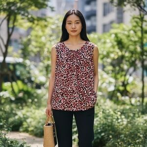 Calvin Klein Black and Pink Patterned Top